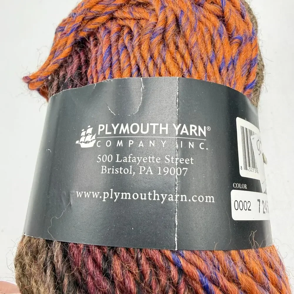 Plymouth Gina Variegated Wool Yarn 002 Purple Orange Tan Lot 3 Skeins 50g Turkey